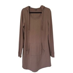 AnyBody QVC Hooded Long Sleeve Lounge Dress Womens Medium Brown